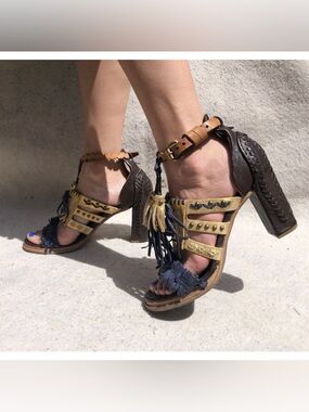 A.S. 98 Paton Tasseled Ankle Strap Sandals Size 41